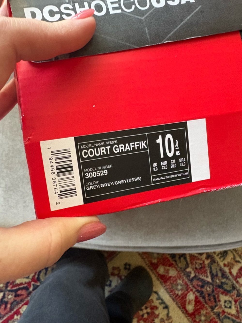 DC Men’s Grey and White Low-Top Skate Sneakers - Picture 6 of 6